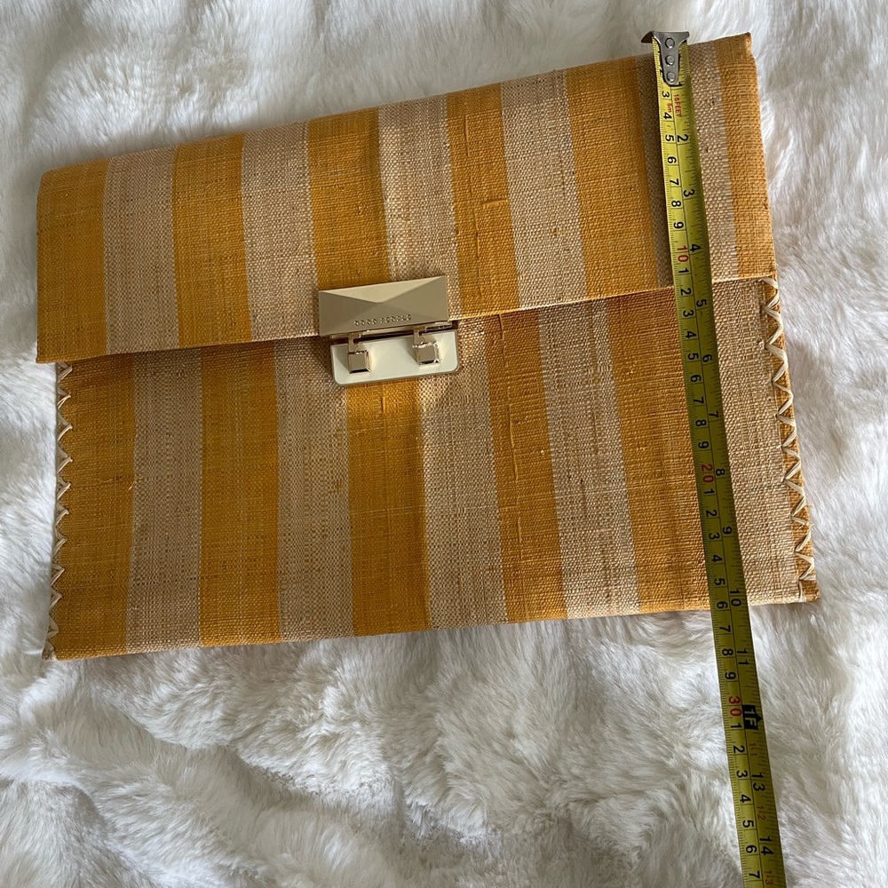 The Good People clutch bag Yellow Beige Striped women’s Raffia clutch bag New - Picture 10 of 12